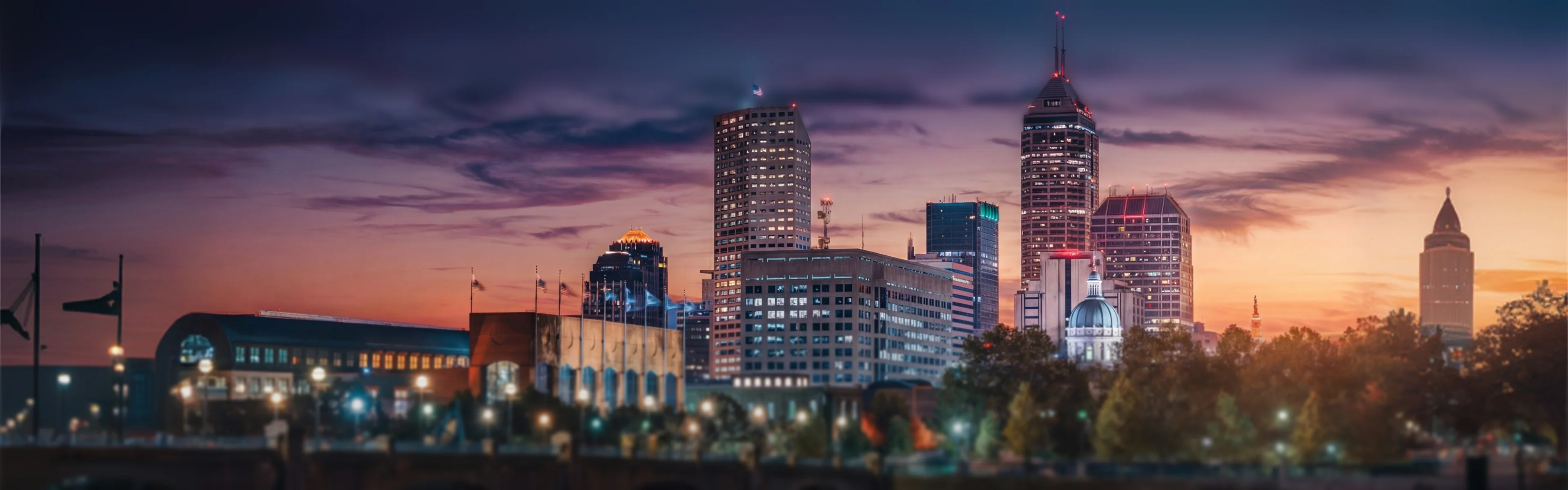 Indianapolis skyline with downtown buildings - managed Wi-Fi, fiber internet, and bulk TV services for Indianapolis multifamily properties