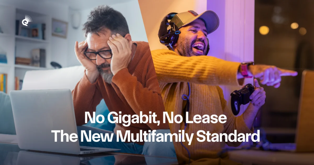 Split image of a frustrated man at a laptop beside a happy gamer with a headset and controller